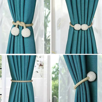 1pcs-2PCS New curtain buckle, curtain strap, pearl buckle design, no drilling installation, curtain tie rope