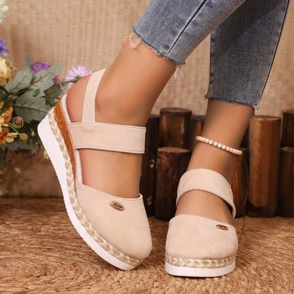 Women's Shoes 2024 Brand Closed Toe Women's Sandals Hot Sale Casual Sandals Women Round Toe Slip on Wedges Platform Shoes Ladies