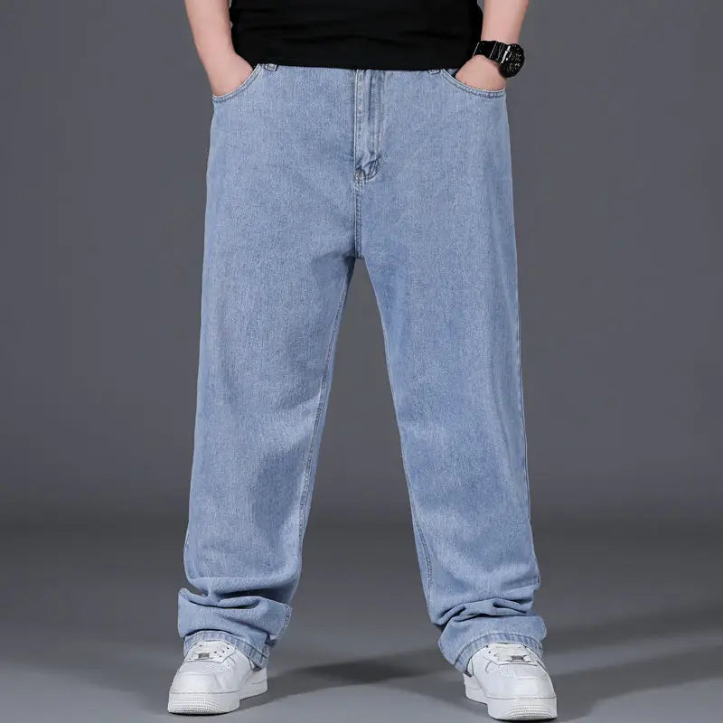 10XL Oversize Jeans Men Spring Fashion Streetwear Plus Size Cargo Jeans Soft Cotton Loose Baggy Casual Jeans For Dad Husband