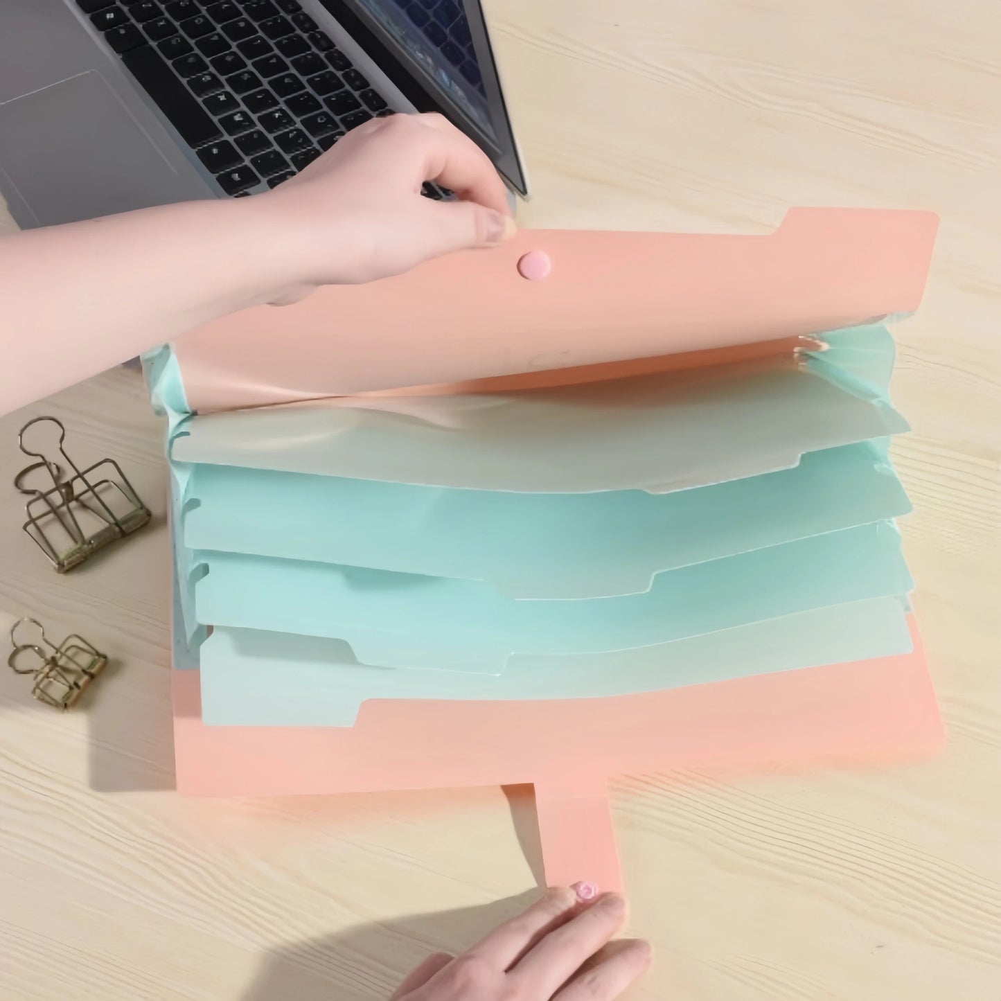 A4 Multi-Layer Folder File Bag Candy Color Five Grid Organ Bags Large Capacity Korean Simple Office School Supplies Stationery