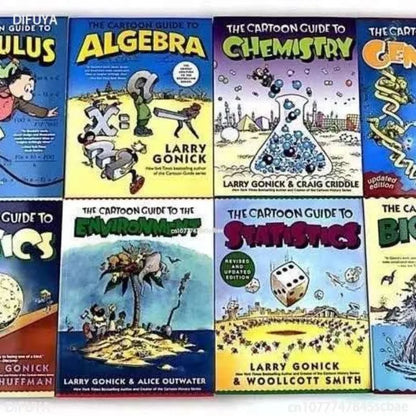 8 Books The Cartoon Guide to Statistics/Chemistry Funny Science Comics English Story Book Help Child Be Reader Early Education