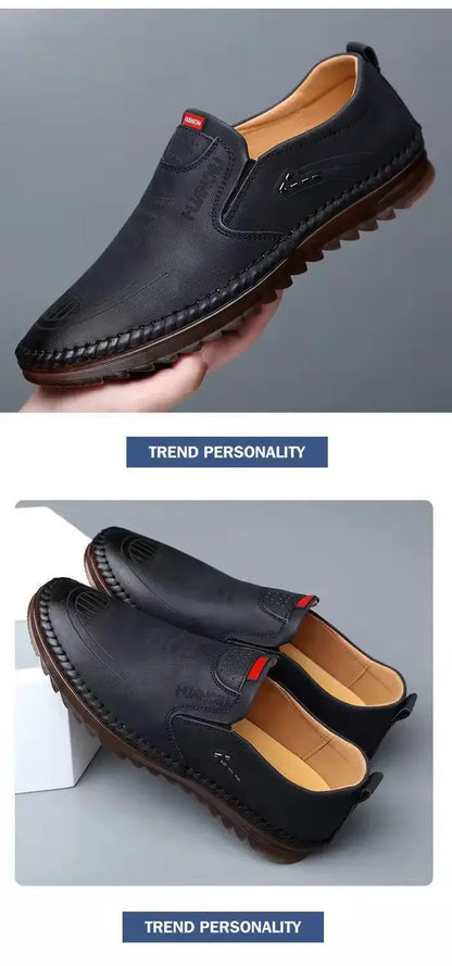 High Quality Men Shoes Handmade Leather Footwear Male Casual Business Flats Outdoor Soft Soled Travel Sneakers