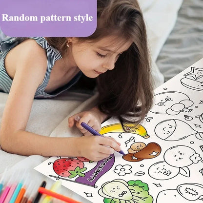 300CM DIY Drawing Roll Sticky Color Filling Paper Graffiti Scroll Coloring Roll Kids DIY Painting Educational Toys For Children