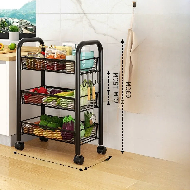 Kitchen Storage Ra Doorstep Drop off Mobile Cart Standalone Floor-Mounted Multi-Functional Organizer for Cooking Utensils