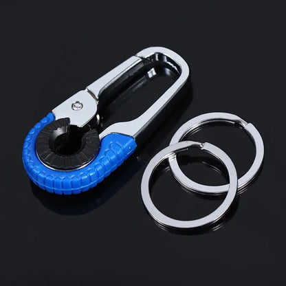 Men's Stainless Steel Keychain Hook Outdoor Carabiner Double Ring Climbing Tool Fishing Key Ring Car Accessories Durable Stylish