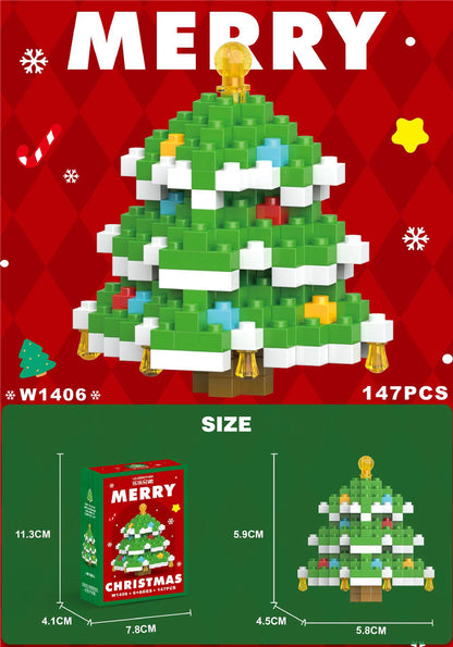 Christmas Gifts Micro Building Block Series Santa Claus Reindeer Puzzle Assembling Bricks Table Decoration Toys Children Kids