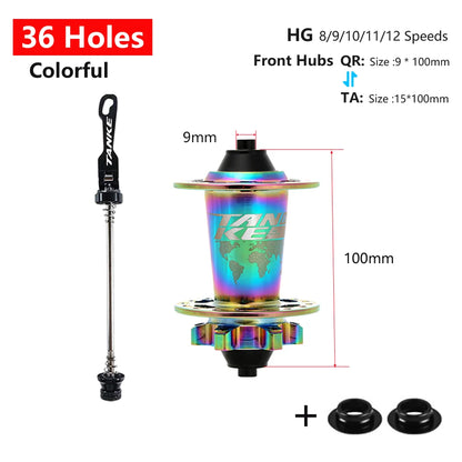 TANKE 120 Click Hub 6 Bearing MTB Mountain Bike Hub Front Rear 28 32 36 Holes QR Thru-axle Exchange Disc Brake Bicycle Hubs HG