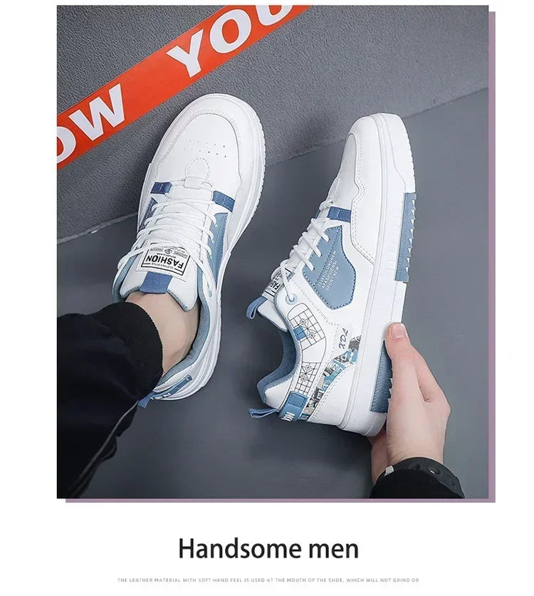 Men's shoes 2025 summer new breathable white shoes men's trendy and versatile thick soled sports board shoes trendy shoes