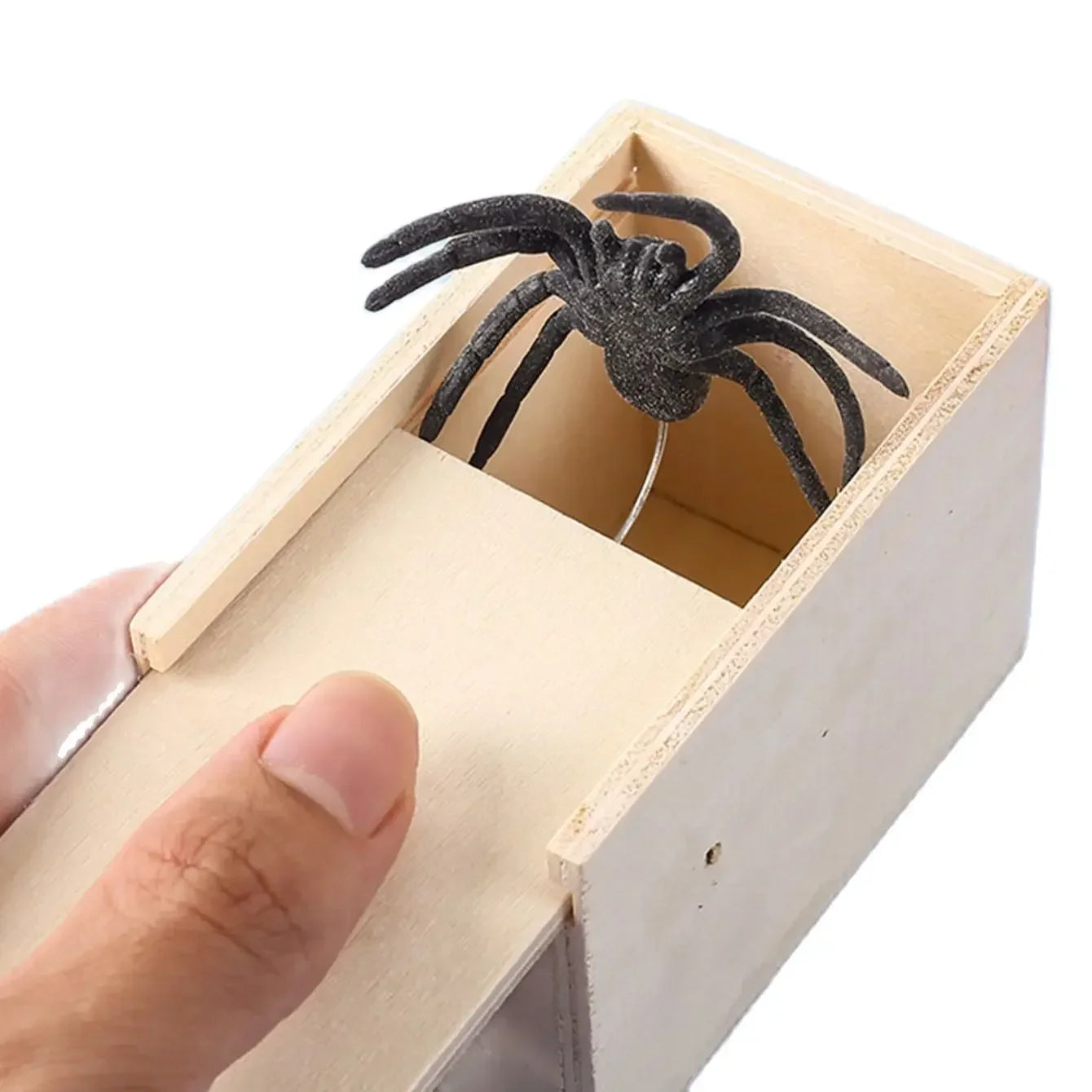 Trick Spider Funny Scare Box Wooden Hidden Box Quality Prank Wooden Scare Box Fun Game Prank Trick Friend Office Toys