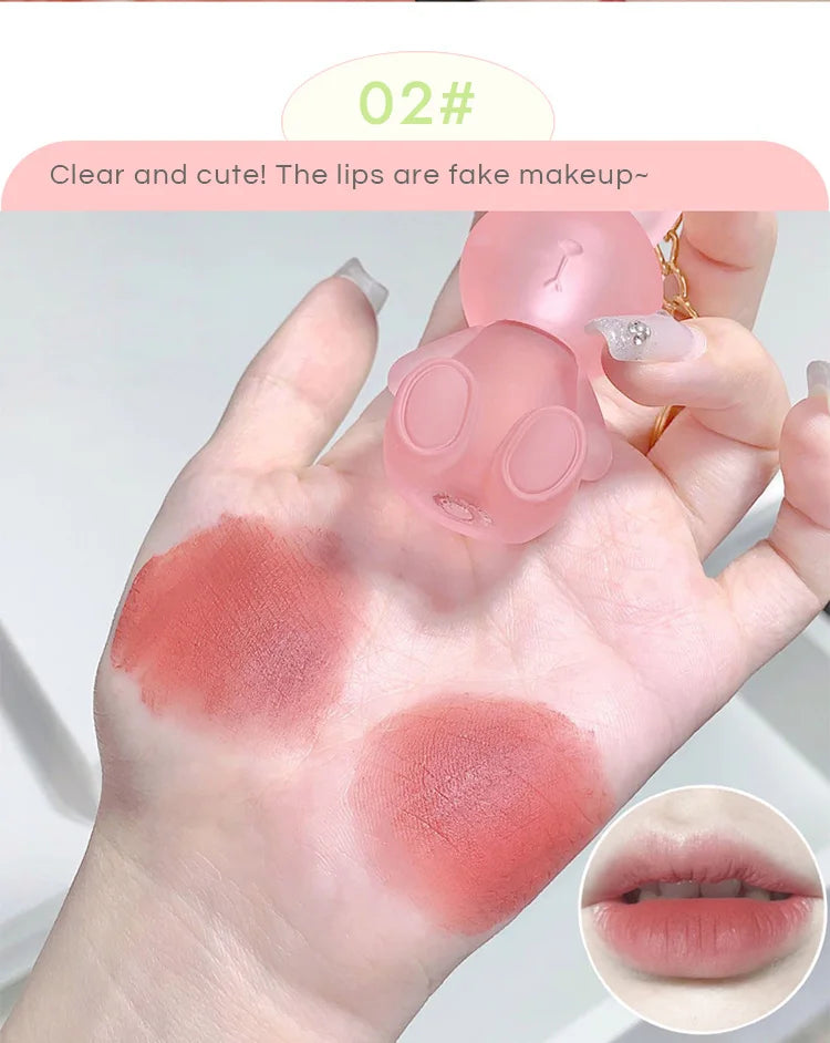 Gege Bear Rabbit Lip Glaze, Matte Velvet Lip Clay Long-lasting Color Non-drying Lipstick