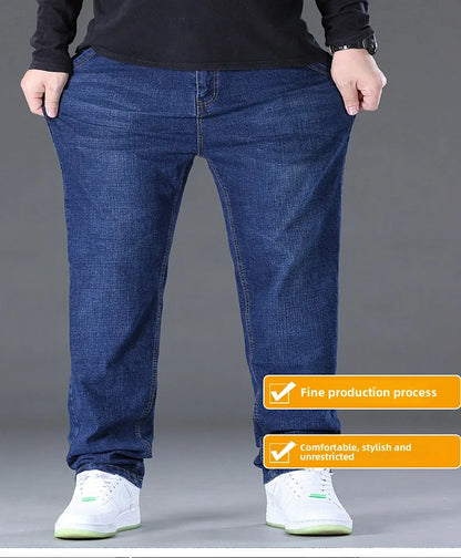 Men Light Luxury Elastic force loose Fit Pants Comfortable Soft Business Fashion ventilate Casual Denim Trousers Male Clothing