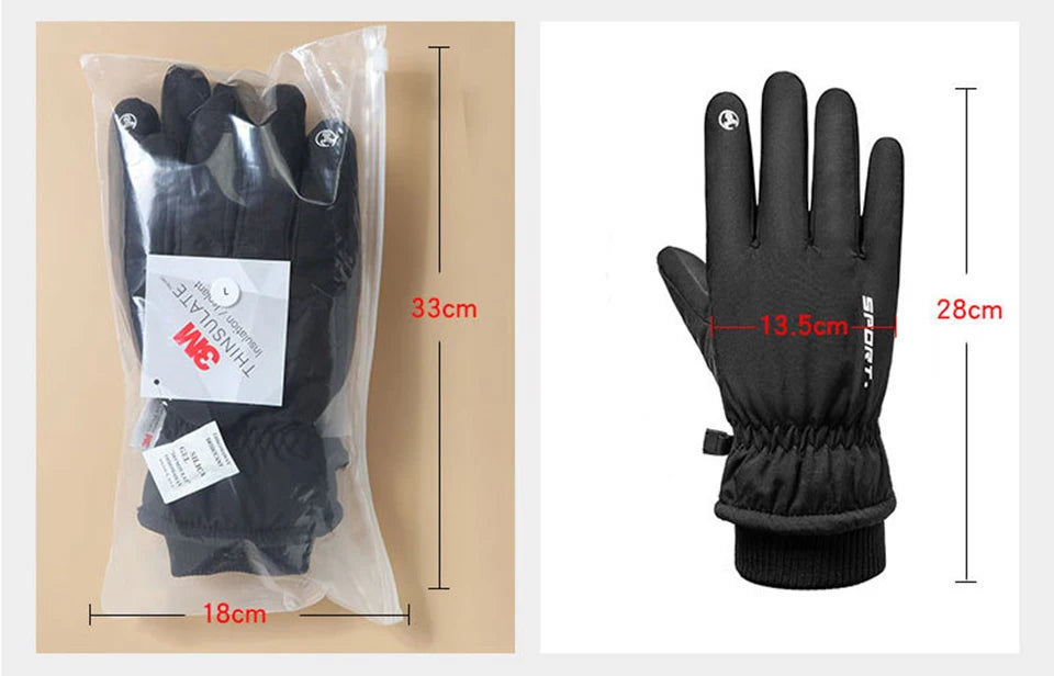 قفازات حرارية شتوية لركوب الدراجات والتزلج والرياضات الخارجية والجري والدراجات النارية وقفازات صوفية تعمل باللمس وقفازات دافئة غير قابلة للانزلاق بأصابع كاملة