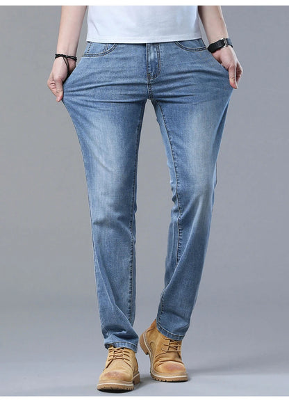2024 Thin or Thick Material Slim Fit Men's Luxury Classic Style Men Jeans Business Stretch Denim Male Trousers Clothing