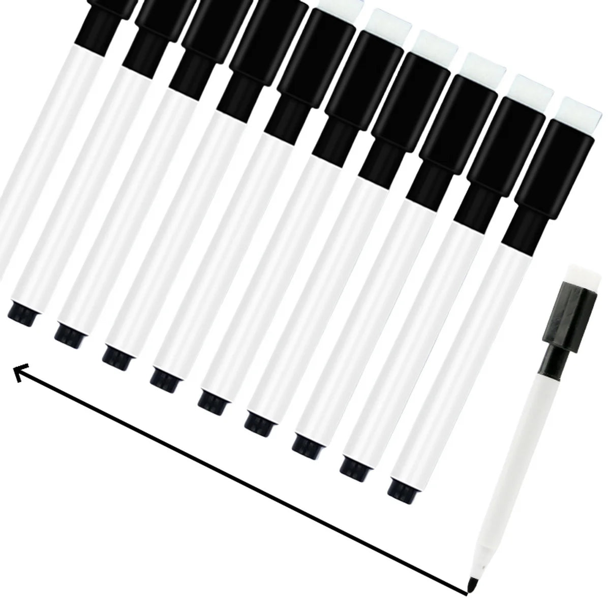25Pcs Black Dry Erase Markers with Eraser Cap White Board Mini Dry erase Markers for Office School Supplies