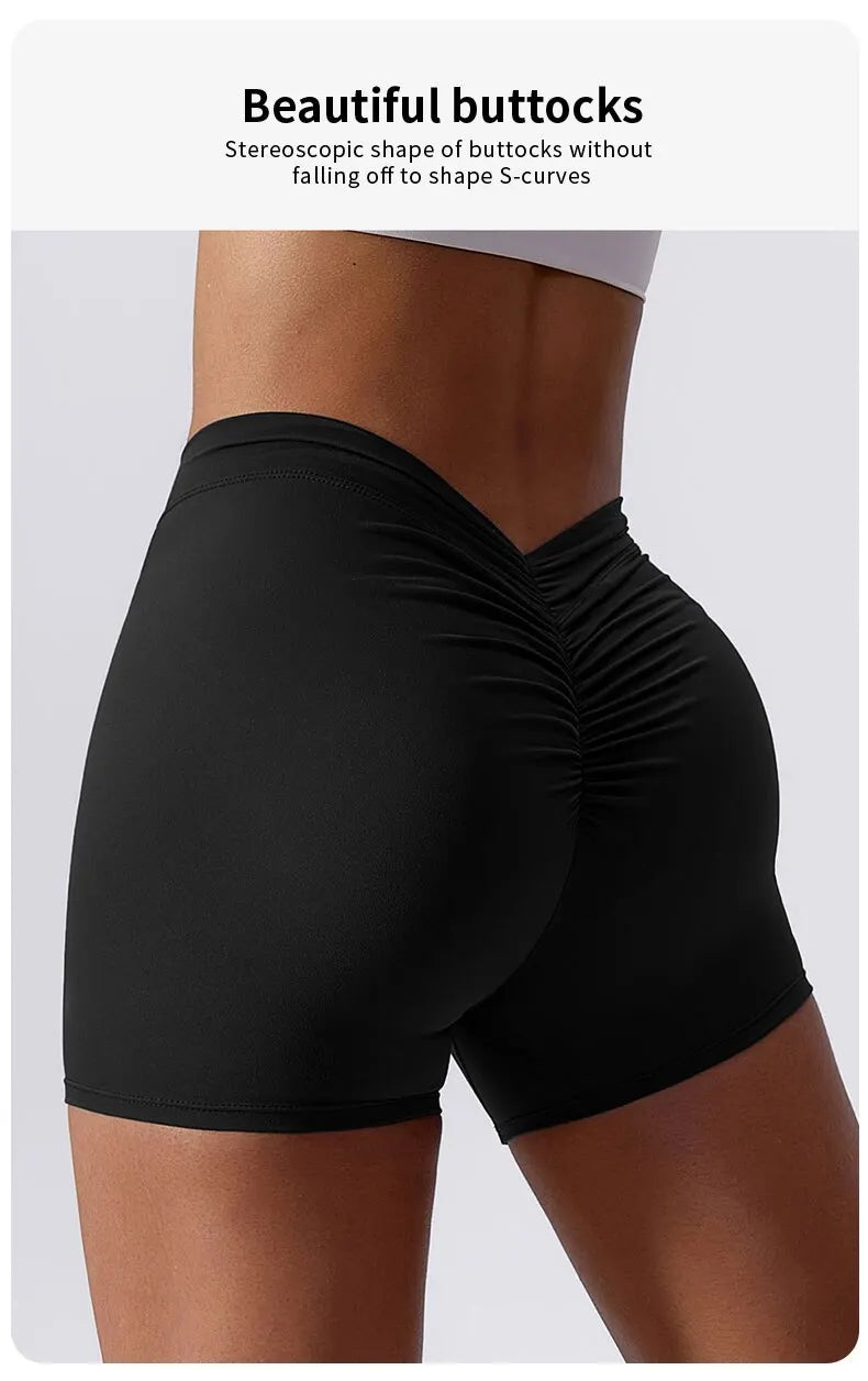 Women's Sexy Stretch Yoga Shorts With Hip Lifting And Abdominal Tightening Tight Fitness Wearing Running Pants Externally