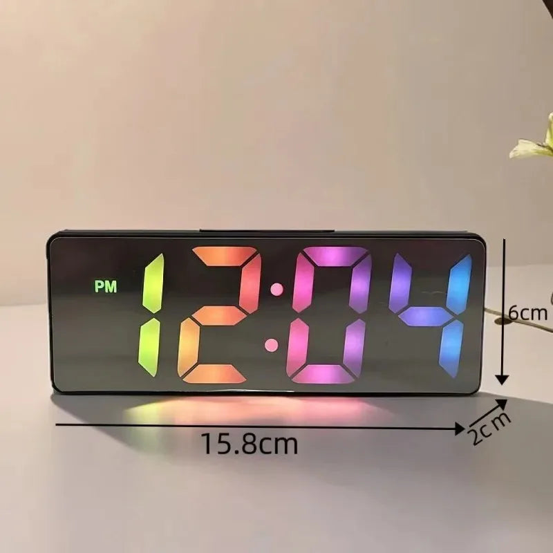 Digital Clock LED Wake Up Light Alarm Clock Bedroom Electronic Desktop Clock With Temperature Display Adjustable Brightness.