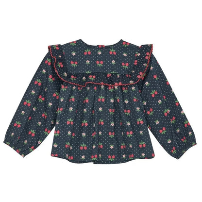 Kids Girls Clothes 25AW New Toddler FL Cute Bow Strawberry Printed Dresses Denim Vest Dress Jeans Children Clothing
