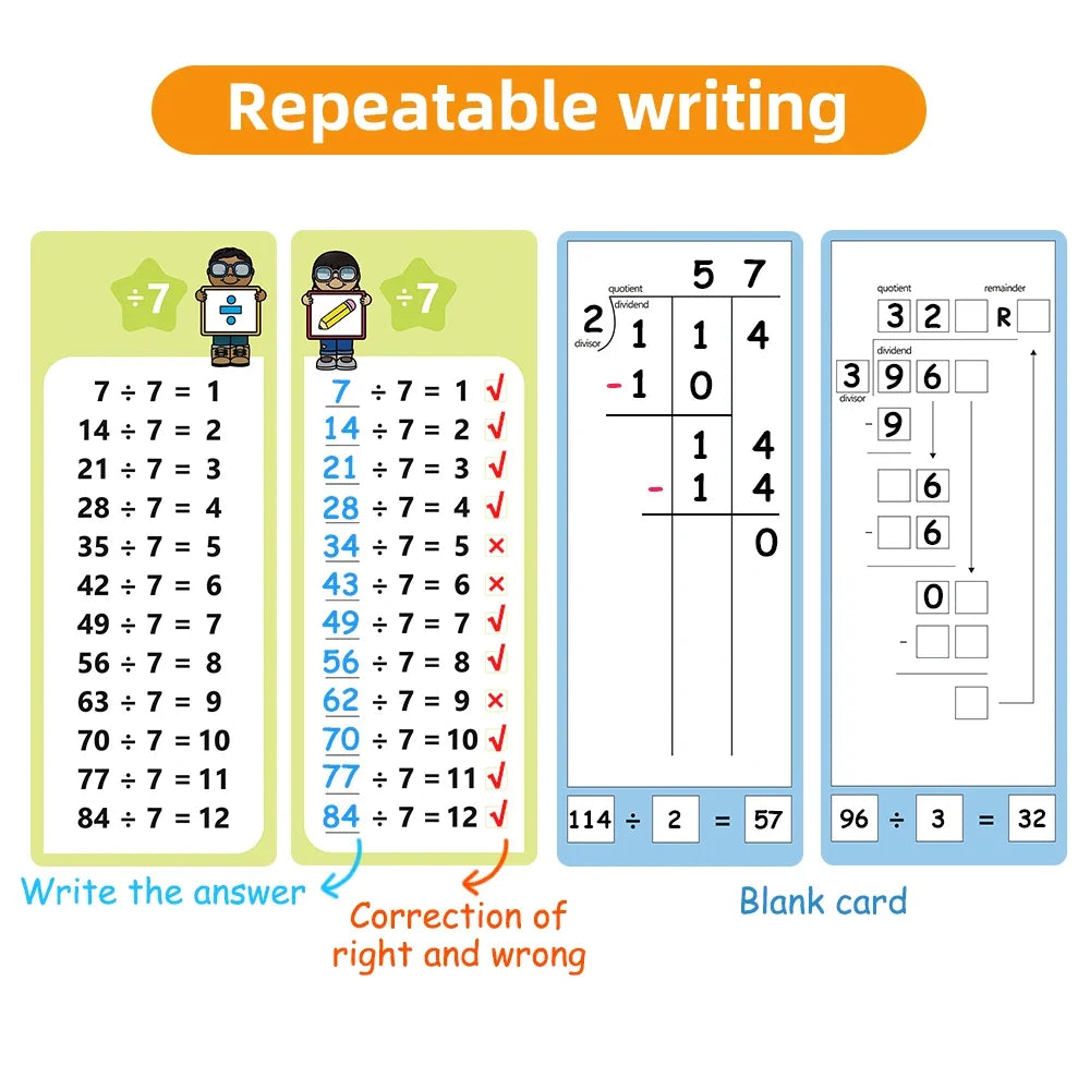 Beginners in 0-12 Mathematical Calculations Self Test Training Card, Maths Fact Learning Tools for Primary School Montessori