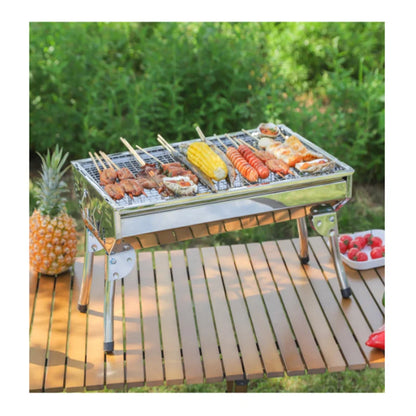 شواية من الفولاذ المقاوم للصدأ، شواية منزلية قابلة للطي، شواية محمولة، للاستخدام الخارجي! أحضر معك شواية إلى عالم التخييم.