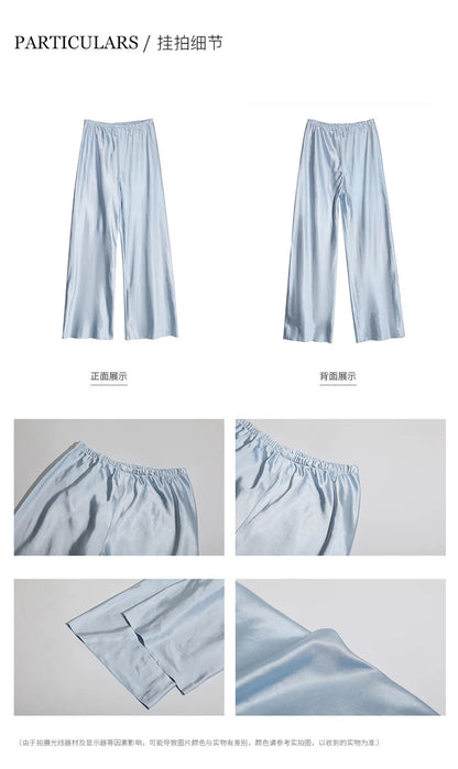 Satin Wide Leg Pants Long Floor Casual Pants Women's Summer