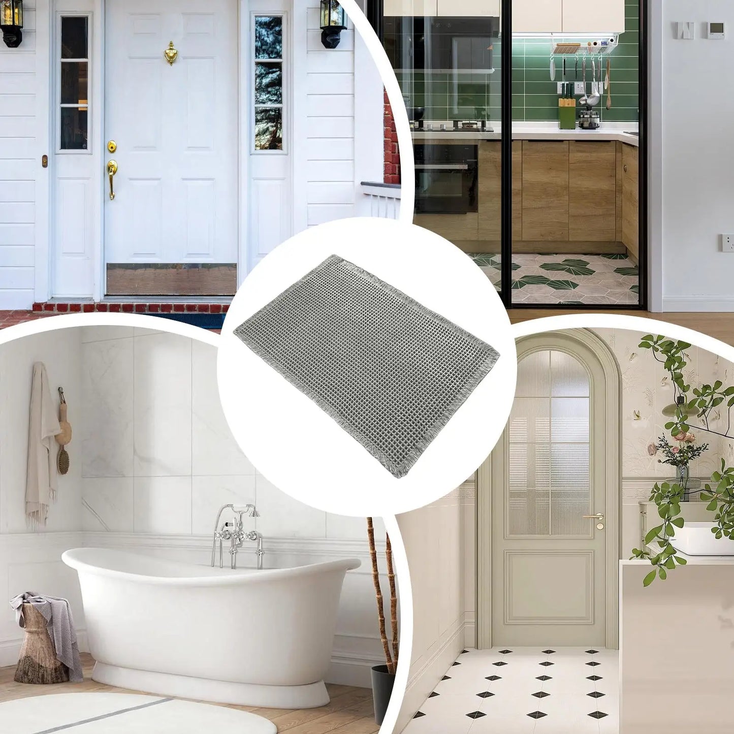 Bath Mat Bathroom Rugs Shower Mat Non Slip Waffle Quick Dry Machine Washable Carpet Super Absorbent Waffle Bathroom Mat