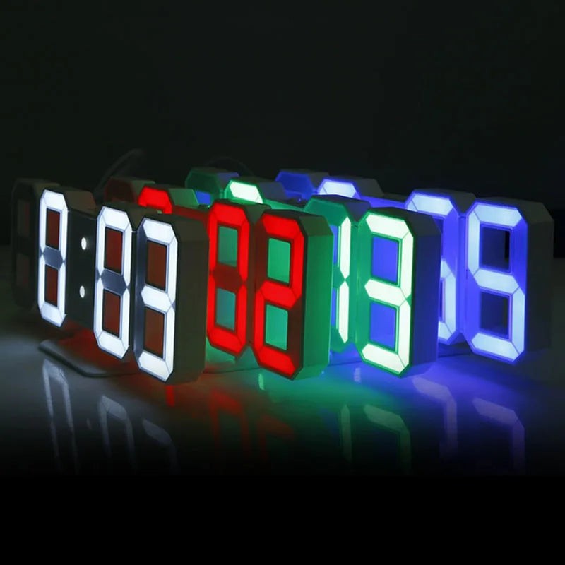 3D Digital Alarm Clock Wall LED Clock Desk Alarm Clock with Temperature for Home Kitchen Office