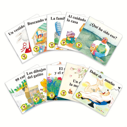Spanish series A Set Of 10 Baby Bedtime Fairy Tale Early Education Books Children's Enlightenment Color Picture Reading Toy Gift