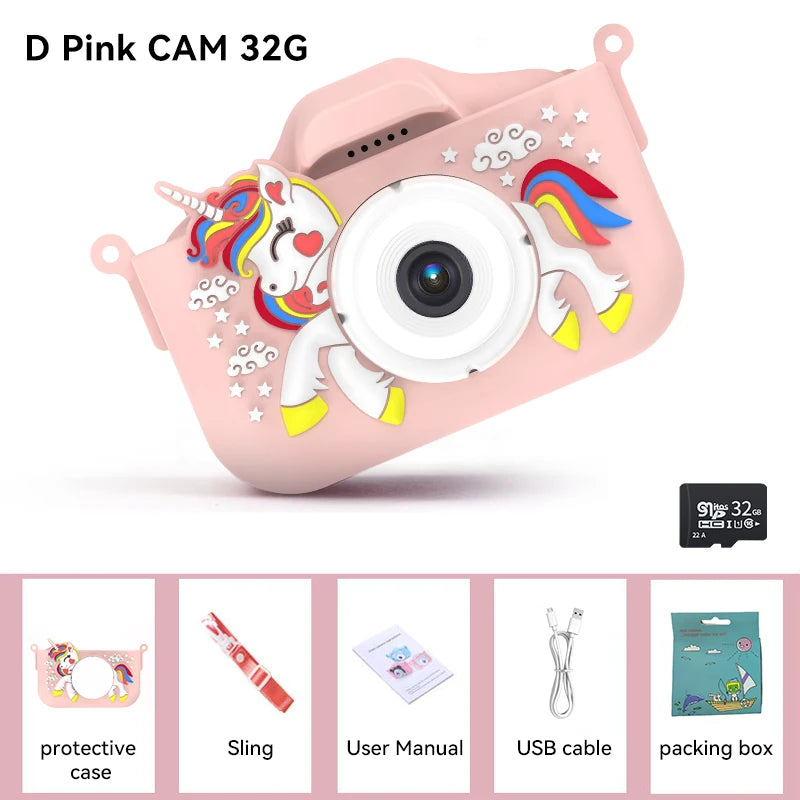 Summer Children Camera 1080P HD Toddler Digital Video Camera 2.0-inch Kids Camera with Silicone Cases Toys for Christmas Gifts