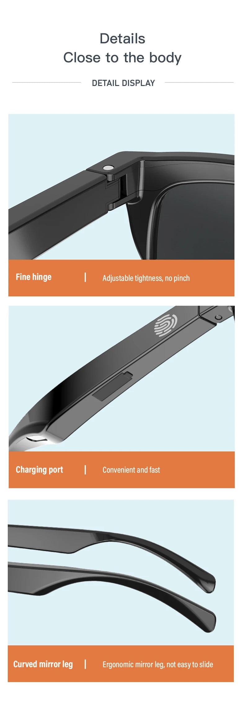 Touch Based Intelligent Bluetooth Glasses with Bone Conduction For Outdoor Sports Calls Sunglasses Business Wireless Headphones