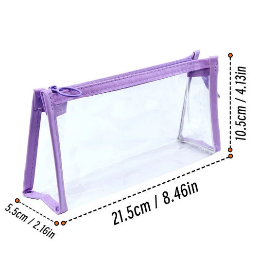 Transparent Triangular Pencil Case Large Capacity Simple Pen Bag Kawaii Cosmetic Bag School Study Stationery Office Supplies