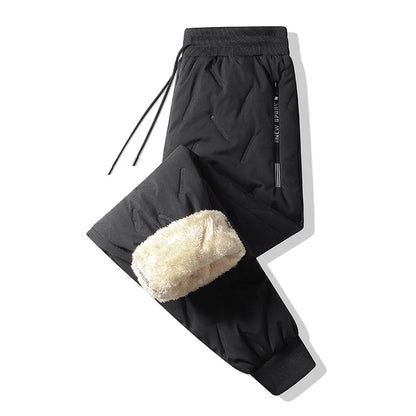 New Women's Plush Thick Fleece Lined Sweatpants Straight-leg Waterproof Pants Outdoor Windproof Outerwear Thermal Trousers