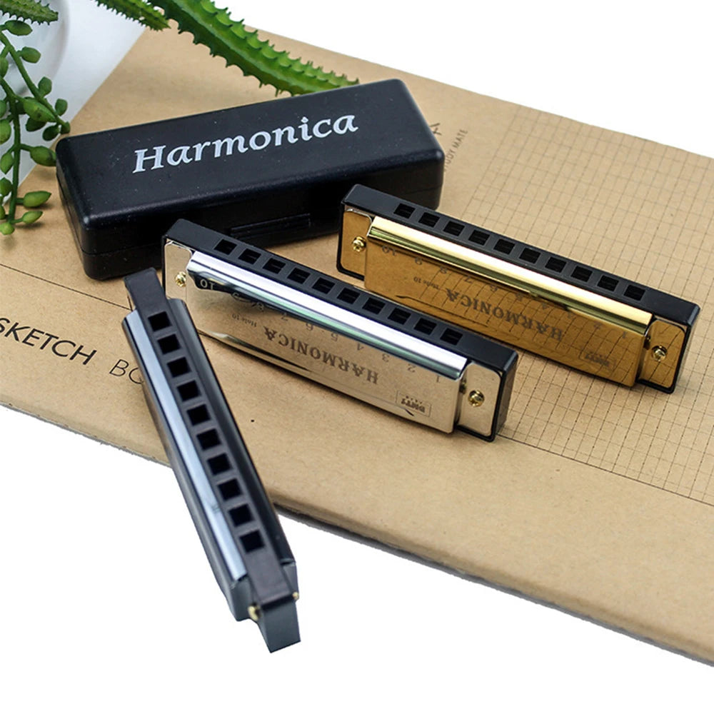 Harmonica Key of C 10 Hole Chromatic Harmonica C with Case for Beginner Gift with Case