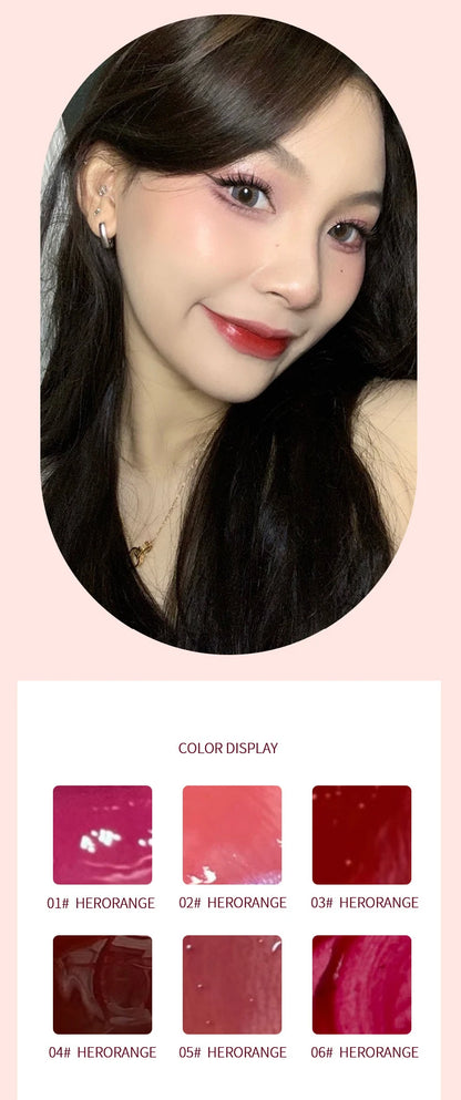 HERORANGE Light Glass-Like Lip Lacquer - Mirror Shine, Hydrating Formula; Smudge-Proof, Long-Wear, and Skin-Brightening