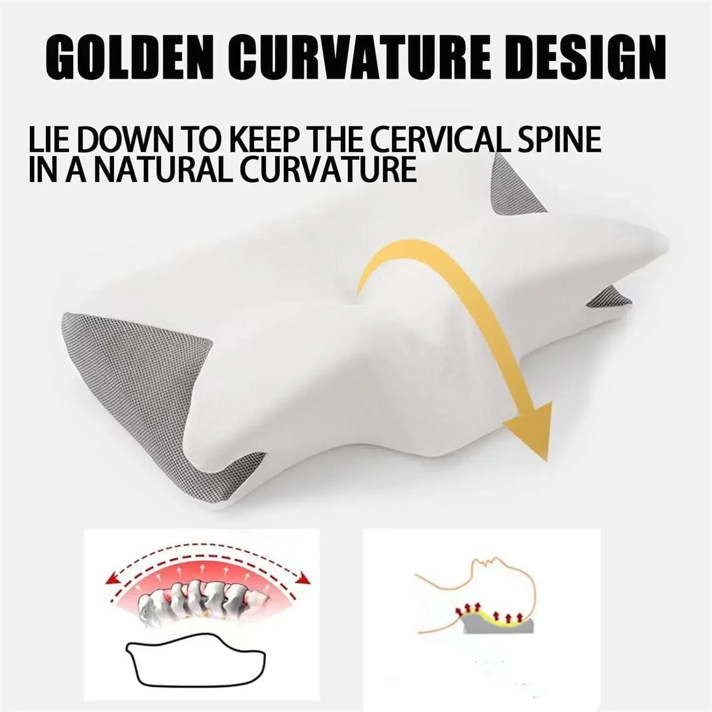 1pc Memory Foam Cervical Pillow, 2 in 1 Ergonomic Contour Orthopedic Pillow for Neck Pain, Contoured Support Pillows,Neck Pillow