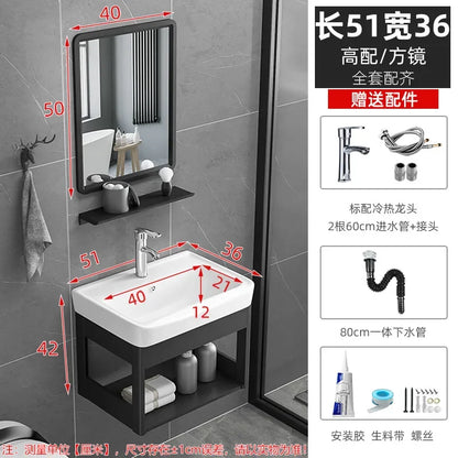 Bathroom Vanity with Sink Toilet Simple Small Apartment Household Wall-mounted Storage Balcony Washbasin Cabinet with Mirror