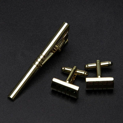 Men's Classic Tie Clips Cufflinks Set Luxury Tie Pin Accessories Shirts Cuff Tie Clips Fashion Cufflink for Men Gifts Jewelry