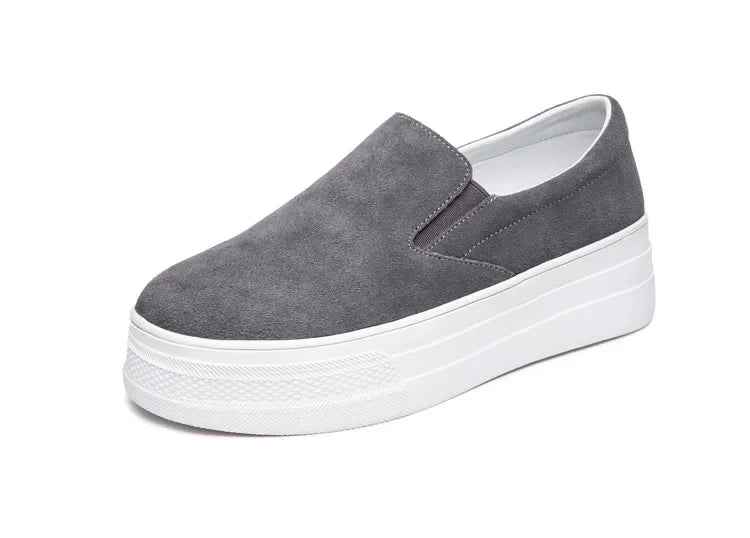 Shoes for Women Spring Leisure Sneakers New Womens Lazy Footwear Lightweight Thick Sole Genuine Leather Board Shoes Platform