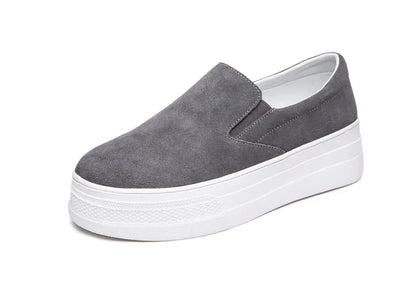 Shoes for Women Spring Leisure Sneakers New Womens Lazy Footwear Lightweight Thick Sole Genuine Leather Board Shoes Platform