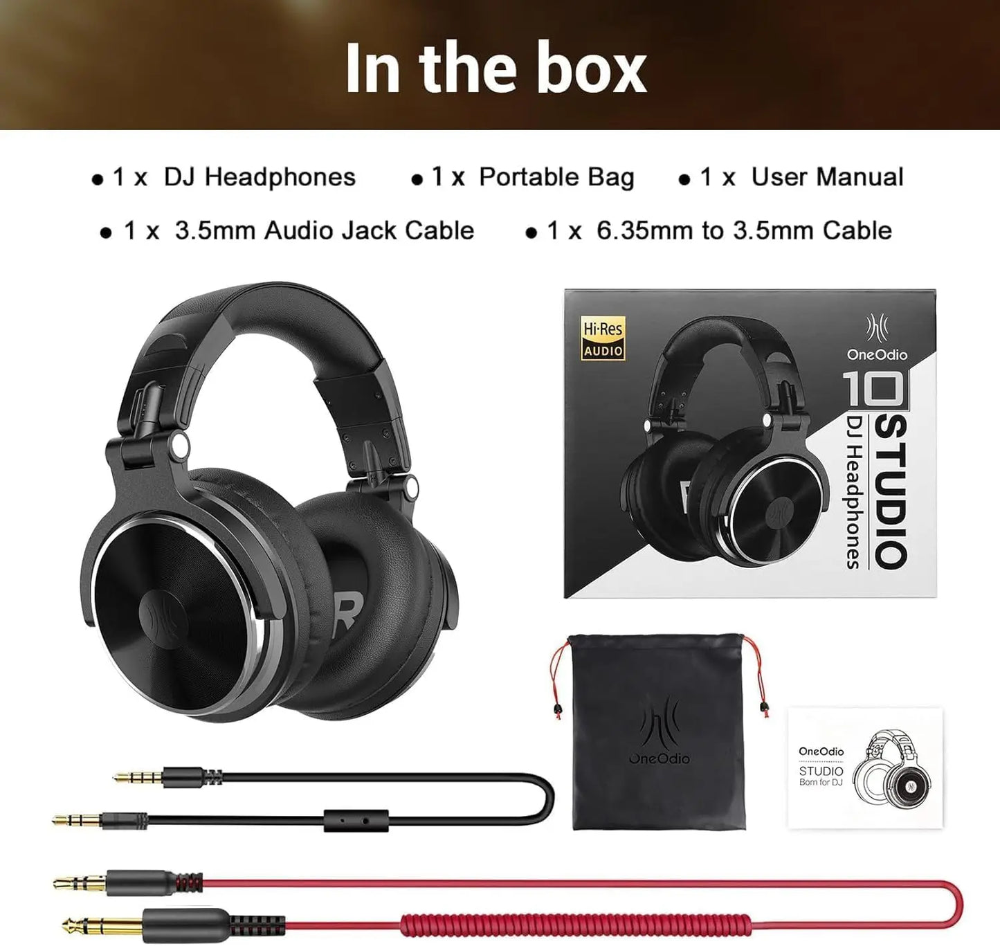 Oneodio Pro 30 Professional Studio DJ Headphones With Microphone Over Ear Wired Earphones HiFi Monitors Foldable Gaming Headset