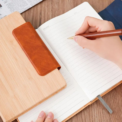 200 Pages A5 Notebook PU Leather Cover with Magnetic Buckle Business Office Notepad Wood Grain Thickened Paper Diary