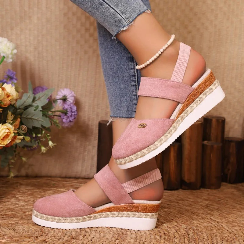 Women's Shoes 2024 Brand Closed Toe Women's Sandals Hot Sale Casual Sandals Women Round Toe Slip on Wedges Platform Shoes Ladies