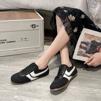 Shoes for Women 2025 Spring Autumn New Genuine Leather Ladies Moral Training Vulcanized shoes Retro Casual Flat Women's Sneakers