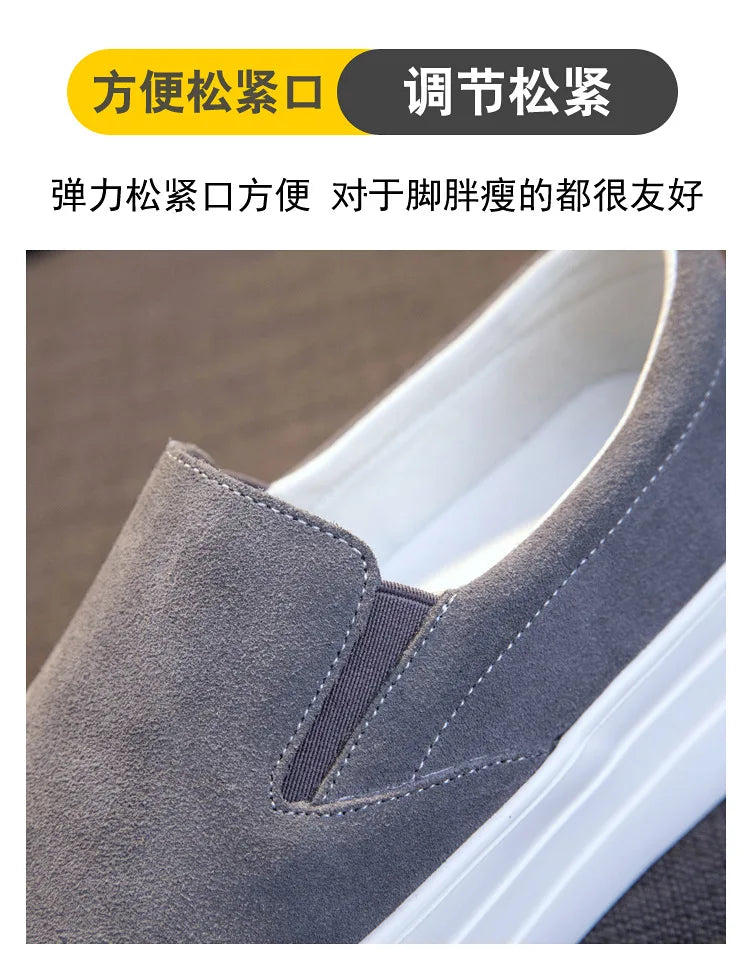 Shoes for Women Spring Leisure Sneakers New Womens Lazy Footwear Lightweight Thick Sole Genuine Leather Board Shoes Platform