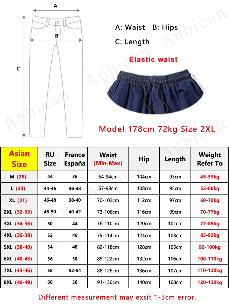 Plus Size Jeans Men Loose Joggers Streetwear Harem Jeans Cargo Pants Ankle-Length Denim Trousers