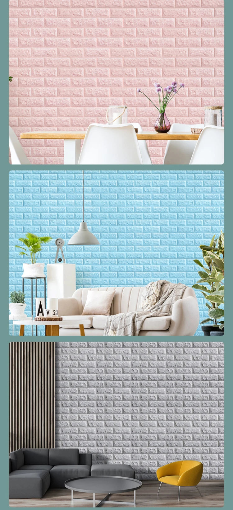 70cmx2m Meter Foam 3D Wall Stickers Self Adhesive Panel Home Decor Living Room Bedroom House Decoration Bathroom Brick Wallpaper