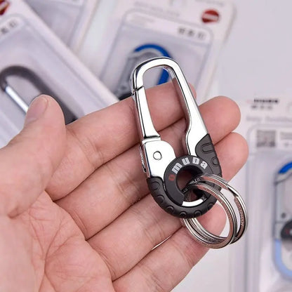 3pcs Keychain Men Stainless Steel Buckle Outdoor Carabiner Climbing Tool Double Ring Car Fishing Hook Key Ring Accessories