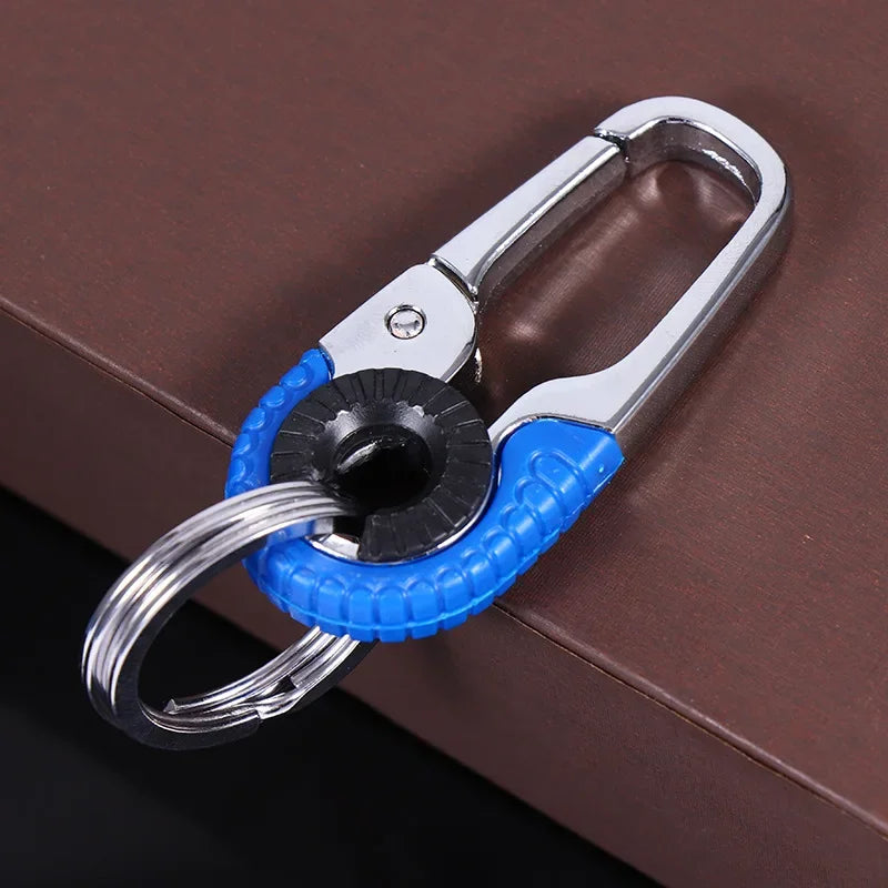 Men's Stainless Steel Keychain Hook Outdoor Carabiner Double Ring Climbing Tool Fishing Key Ring Car Accessories Durable Stylish