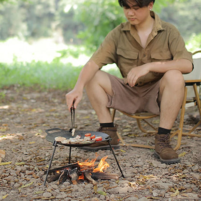 BBQ Triangular Bracket Multifunctional Versatile Grill Pot Rack Portable Adjustable with Chain Outdoor Camping Supplies