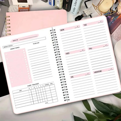 A5 Weekly Planner Coil Daily Planner Simple Stylish Portable Notebook for Study School Office Note-taking Budget Monthly Planner