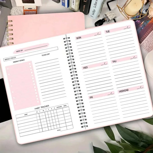 A5 Weekly Planner Coil Daily Planner Simple Stylish Portable Notebook for Study School Office Note-taking Budget Monthly Planner